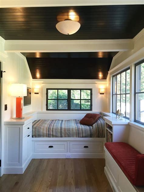 When it comes to trim, black is the new white. Built in bed bedroom traditional with black trim black ...