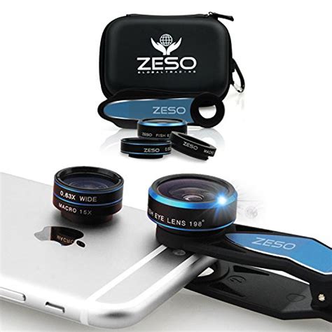 Cell Phone Camera Lens 3 In 1 Kit By Zeso Professional Fisheye Macro