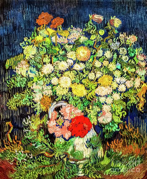 Vincent van gogh * technik: Bouquet of Flowers in a Vase 1890 by Van Gogh Painting by ...