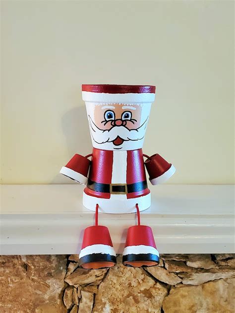 Santa Claus Clay Pot People Christmas Planter Decor And Candy Etsy