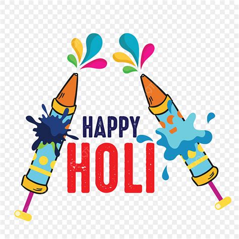 Holi Pichkari Clipart Vector Happy Holi With Splashed Pichkari Happy