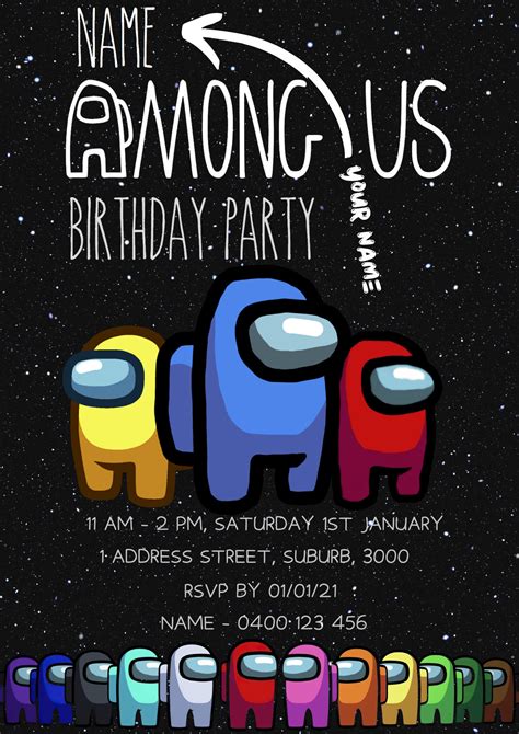 Among Us Birthday Party Invitation Personalised Digital Etsy Australia
