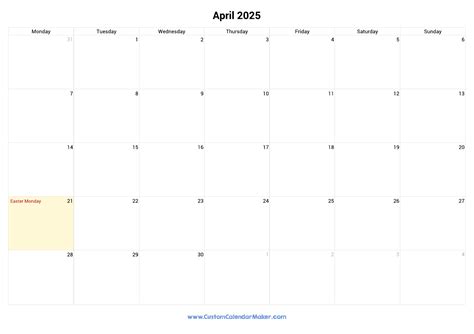 April 2025 Printable Calendar With Ireland Holidays