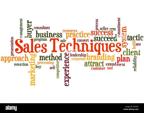 Sales Techniques Word Cloud Concept On White Background Stock Photo