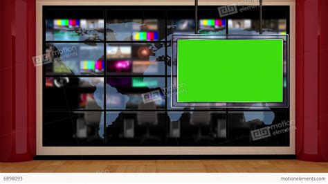 News TV Studio Set Virtual Green Screen Background Loop Stock Video
