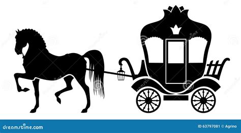 Silhouette Carriage And Horse Stock Vector Illustration Of Vehicle