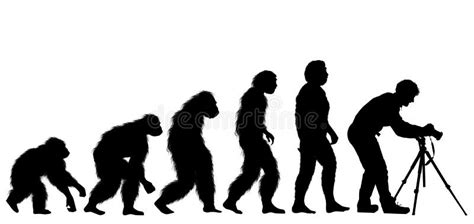 Human Evolution With Photographer Man With Tripod Stock Illustration