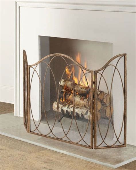 Fireplace Screen In Burnished Gold Oval Design In 2022 Fireplace