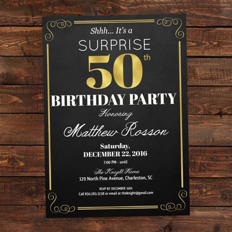 Surprise Birthday Invitation 50th Birthday By Diypartyinvitation