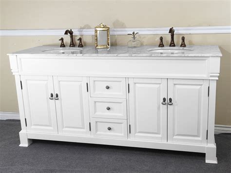72 Traditional White Finish Double Sink Bathroom Vanity With Mirror