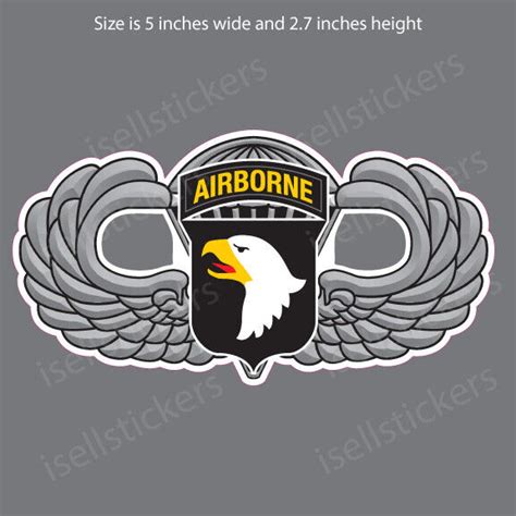 Ar 2002 Army 101st Airborne Wings Vinyl Military Bumper Sticker Window