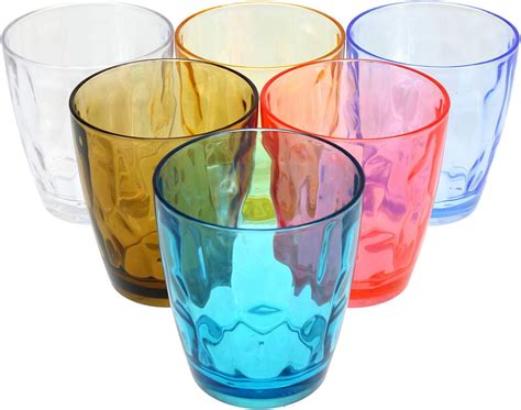 Lawei 6 Pack 14 Oz Unbreakable Plastic Drinking Glasses Assorted Colored Acrylic Drinking