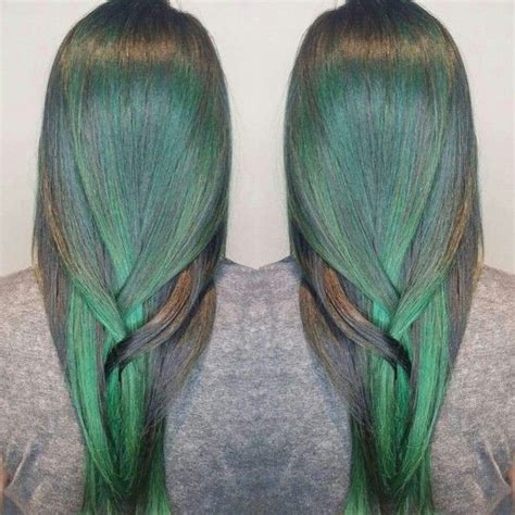 Green And Black Hair Color Long Hairstyles By Heather At Shearvision