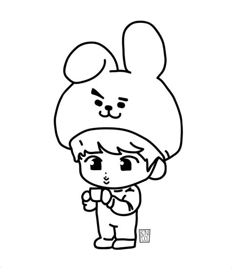 Bts Fanart Bt21 Cooky And Jungkook Chibi Coloring Page Coloringbay