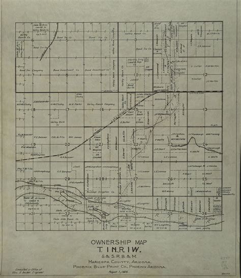 1926 Maricopa County Arizona Land Ownership Plat Map T1n R1w Arizona