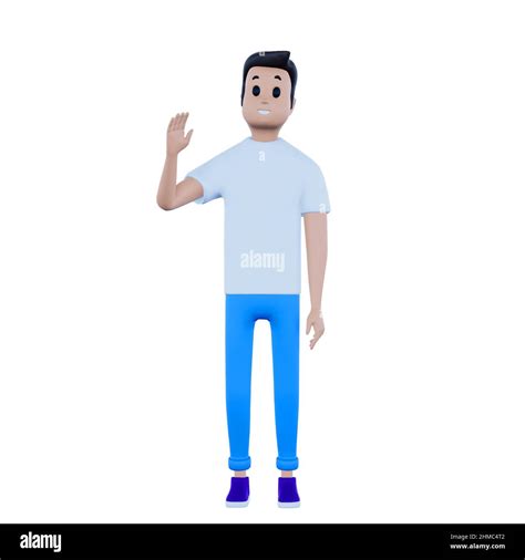 Salutation Mouvement Dessin Animé Personnage Homme Sur Fond Blanc 3d