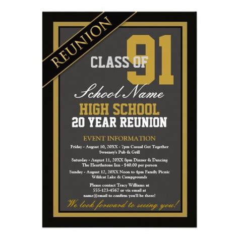 Classy Formal High School Reunion Custom Invitations 230 10 Year