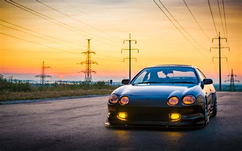 Download Wallpapers 4k Toyota Celica Stance Tuning Sunset Japanese