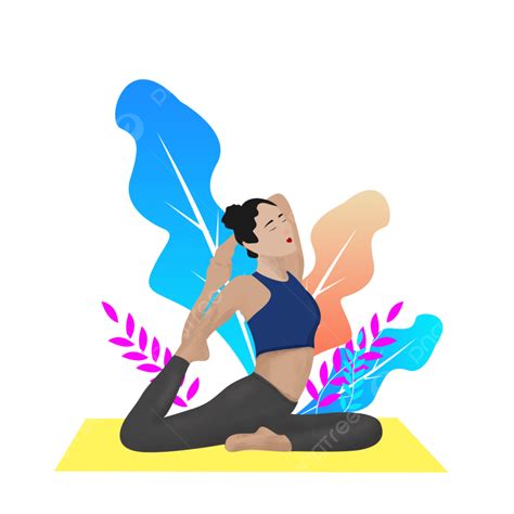 Decorative Material Png Picture Cartoon Simple Yoga Girl Decoration