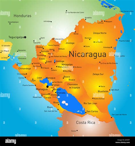Mapa De Nicaragua Y Sus Carreteras Fotografías E Imágenes De Alta