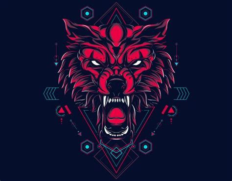 Red Wolf Sacred Geometry Red Wolf Wolf Artwork Logo Design Art