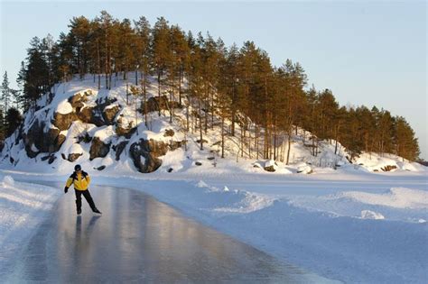 Skating Tour On Lake Saimaa Glide On The Lake Ice In Linnansaari