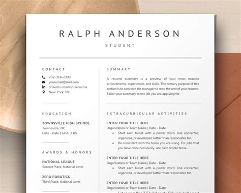 Student With No Experience Resume Template For Grad School Etsy