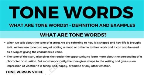 Tone Words Definition And Useful Examples Of Tone Words • 7esl