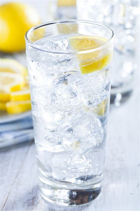 Refreshing Ice Cold Water With Lemon Stock Image Image Of Lemon