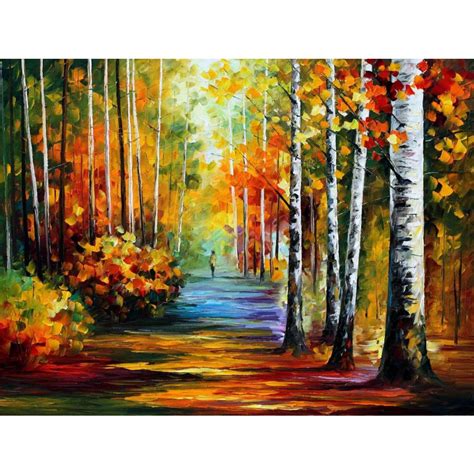 Beautiful Landscape Paintings Forest Road Palette Knife Art On Canvas