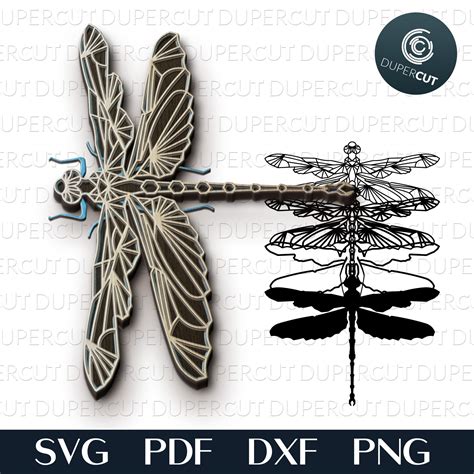 Dragonfly Layered Flat Svg Pdf Dxf Dupercut