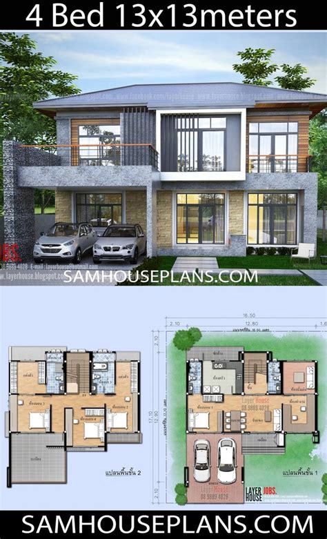 House Plans Idea 17x115m With 5 Bedrooms Sam House F25