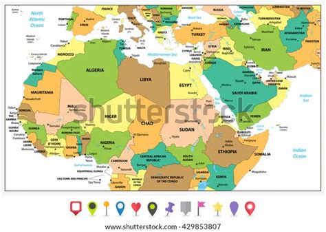 Highly Detailed Political Map Northern Africa Stock Vector Royalty