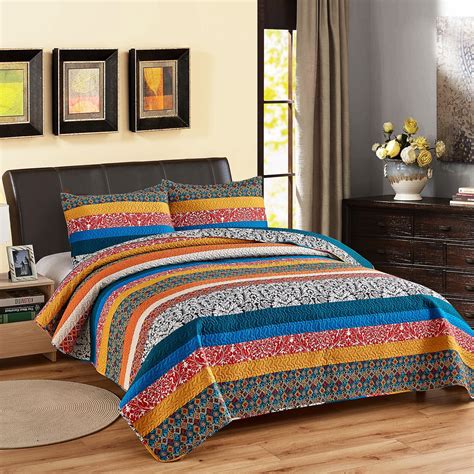 Home And Kitchen Bedding 3 Piece Embroidered Microfiber Bedspread