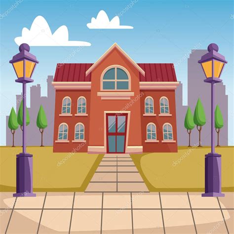 High School Building Cartoon — Stock Vector © Jemastock 186743722