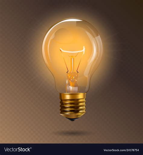 Transparent Glowing Electric Light Bulb With A Vector Image