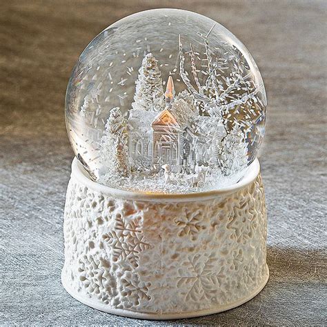Musical Snowfall Porcelain Glitterdome Bolas De Nieve