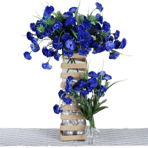 12 Bush 252 Pcs Royal Blue Artificial Mini Carnation Flowers In 2020 Mini Carnations Wedding