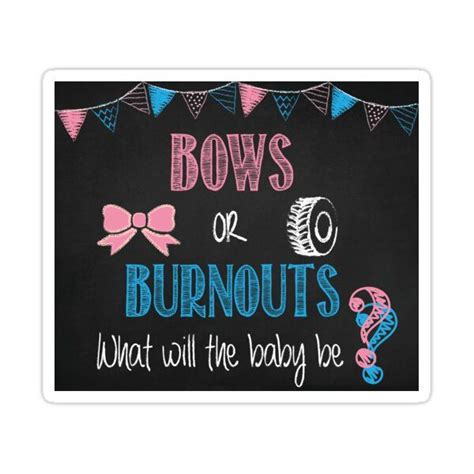 Burnouts Or Bows Gender Reveal Party Backdrop Banner Sticker By Marialexha In Baby