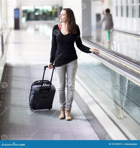 Attractive Woman At The Airport Stock Image Image Of Woman Vacation 31345015