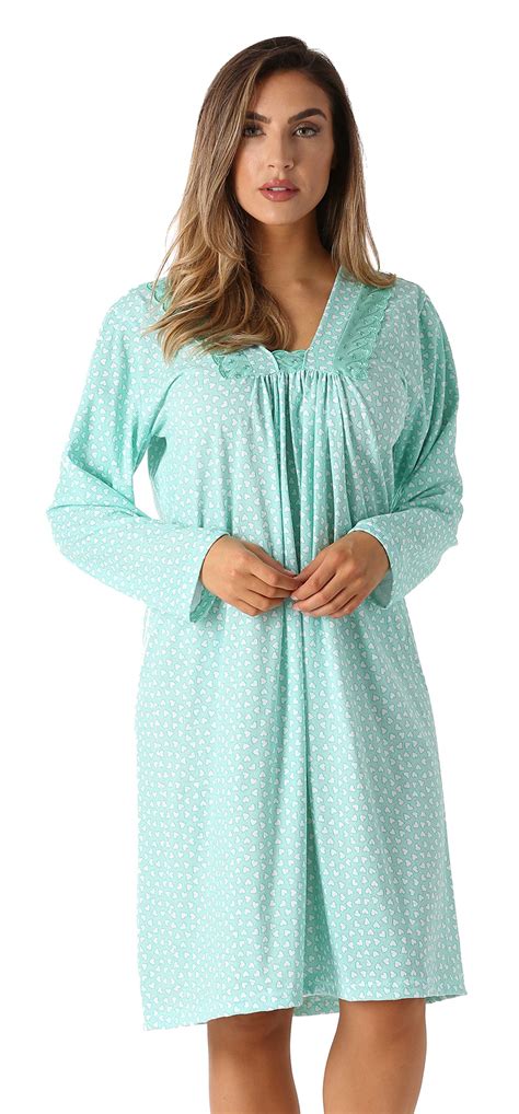 Womens Nightgown Sleepwear Cotton Pajamas Long Sleeve 2x Plus New T