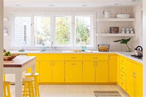Kitchen With Yellow Cabinets Especially Like The Yellow With The