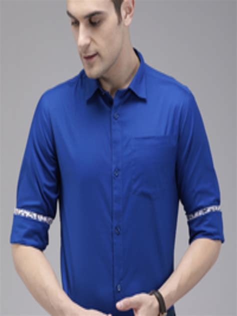 buy truemoda men blue slim fit solid smart casual shirt shirts for men 10953000 myntra