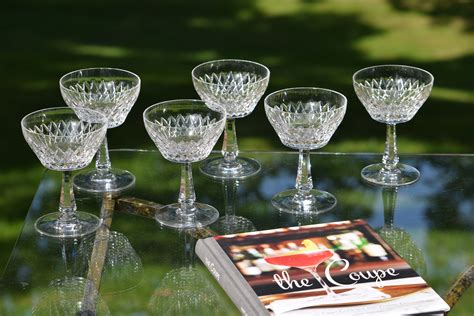 Vintage Crystal Cocktail ~ Martini Glasses Set Of 6 Vintage Crystal Champagne Glasses Crystal