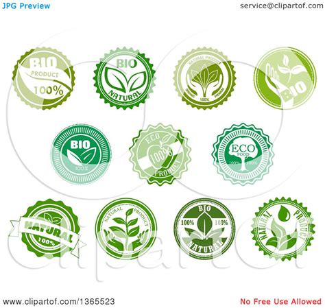 Clipart Of Green Bio Eco And Natural Designs Royalty Free Vector
