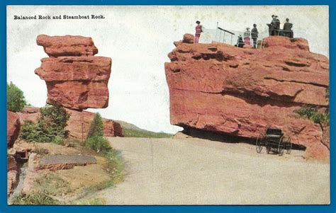 Vintage Postcard Of Balanced Rock And Steamboat Rock About 1920