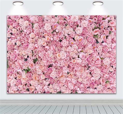 7x5ft Pink Rose Wall Background Pink Flowers Backdrops Girls Etsy