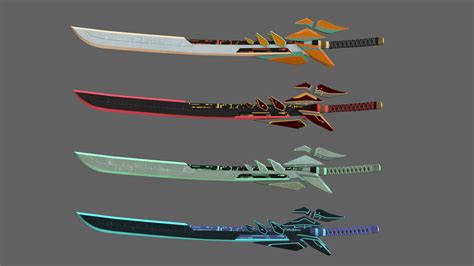 Artstation Futuristic Sci Fi Sword Pack 4 Swords With