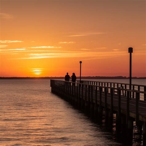 Premium Photo See Pier Wooden Dock Sunset View Background