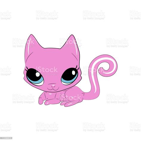 Cat Vector Illustration Cute Cartoon Animal With Big Eyes Stock